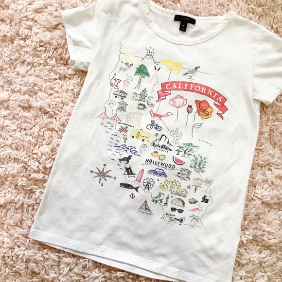 J. Crew California White Short Sleeve Graphic Tee - Picture 1 of 7
